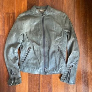COACH Women's Slate Leather Racer Jacket